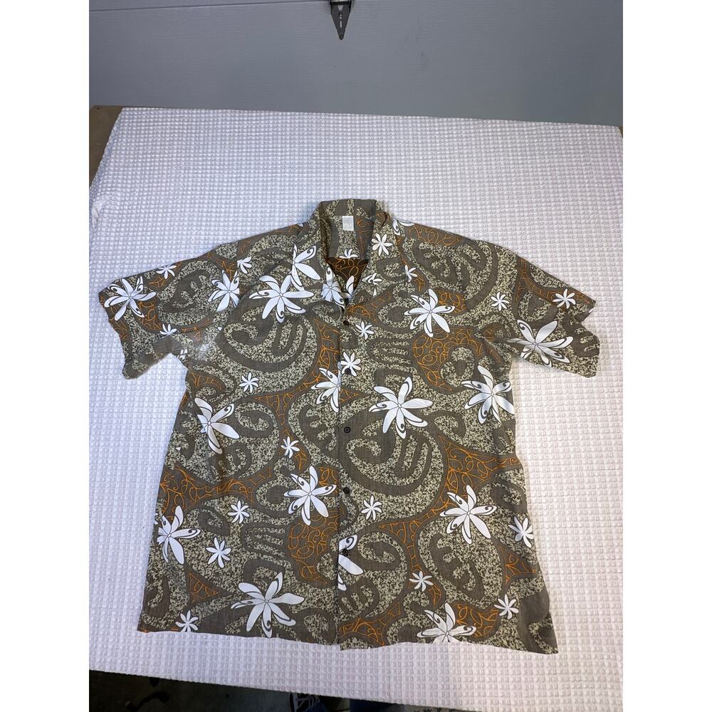 Vintage Hawaiian Aloha Shirt Tropical Floral Beach Resort Button Up Mens